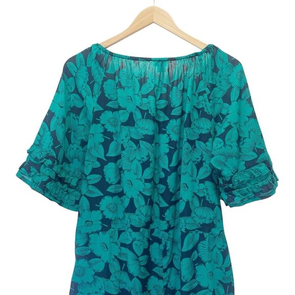 Sundance Grand Bays Jumpsuit Blue Teal Floral Cotton Voile Wide Leg Size Small - Picture 6 of 13